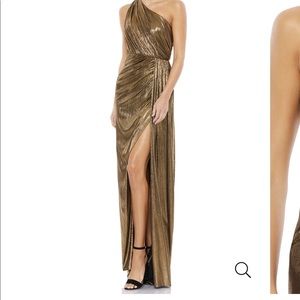 Mac Duggar asymmetric wrap gown
